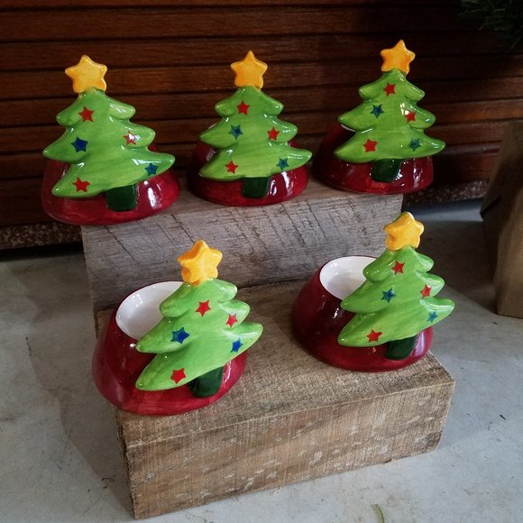 Christmas Tree Ceramic Votive Candle Holder, Christmas Tea Light, Gift for Mom - Picture 1 of 15